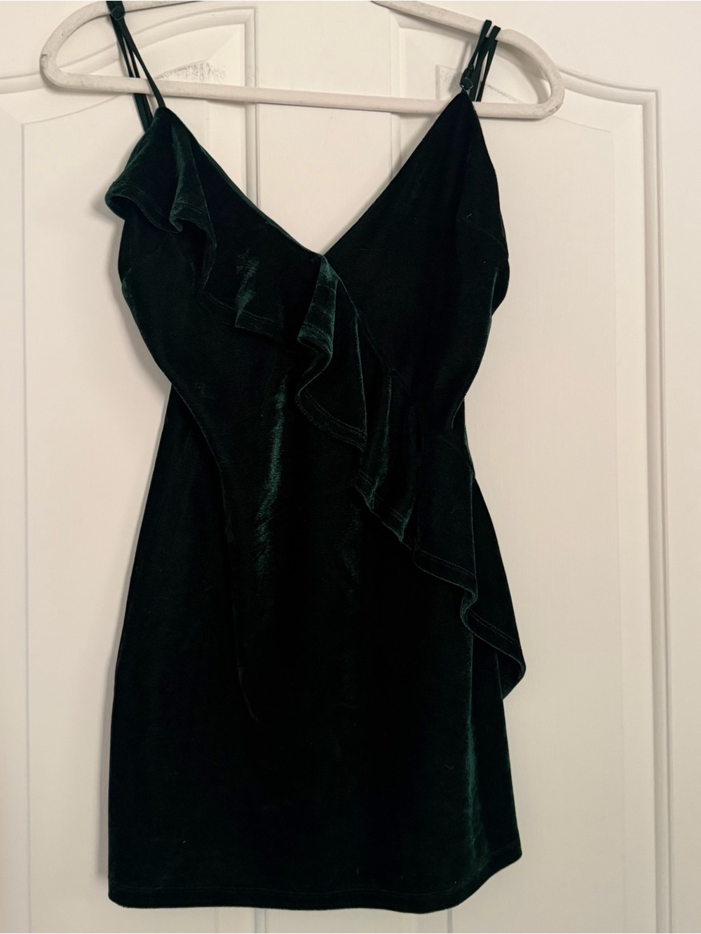 Lovers + Friends Emerald Velvet Ruffle Mini Dress XS